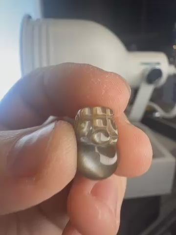 Skeleton Sunstone & Moonstone Carved Pixue Pendant