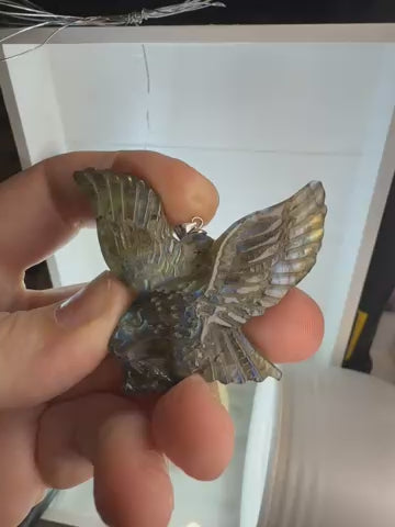Carved Labradorite Eagle Pendant