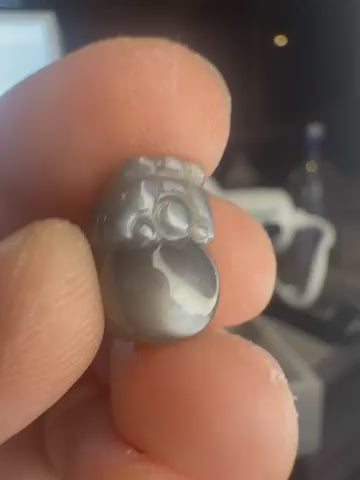 Skeleton Sunstone & Moonstone Carved Pixue Pendant
